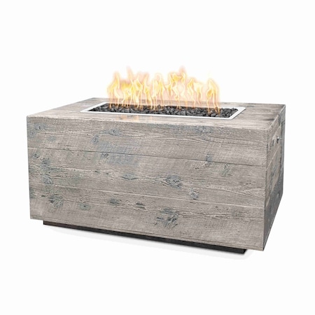 The Outdoor Plus 108 Rectangular Catalina Fire Pit, Wood Grain GFRC, Spark Ignition w/Flame Sense, Liq. Propane OPT-CTL108FSEN-IVY-LP